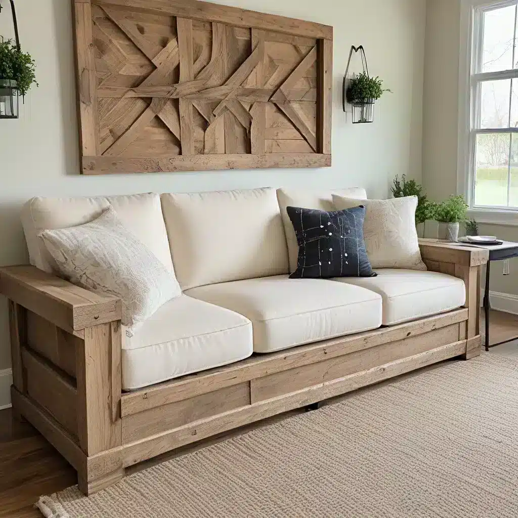 Repurposed Wood Accents for Farmhouse-Inspired Sofas Repurposed Wood Accents for Farmhouse-Inspired Sofas