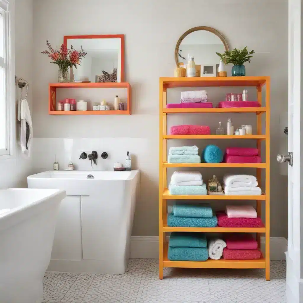 Unexpected Pops of Color Liven Up Bath Storage Unexpected Pops of Color Liven Up Bath Storage