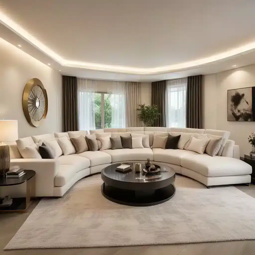 Curve Your Way to a Cozy Retreat with a Luxurious and Inviting U-Shaped Sofa Design in Your Living Area